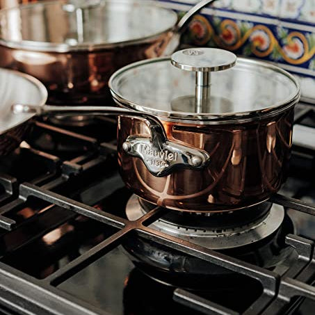 Mauviel 1830 M'3S Tri-Ply Sauce Pan With Lid, Cast Stainless Steel Handle, 3.4-qt - Mauviel1830