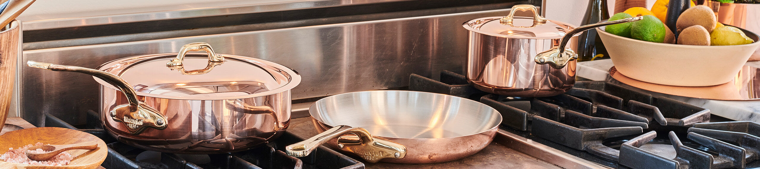 Mauviel Copper Cookware, Brass Handles