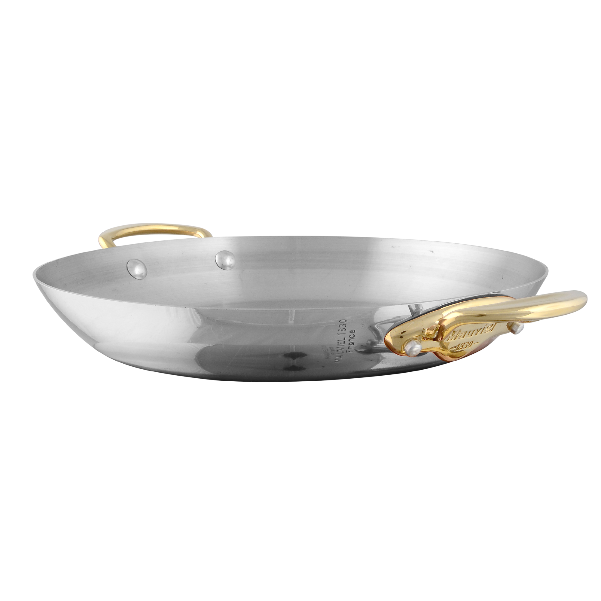 Mauviel M'COOK B 5-Ply Round Gratin Pan With Brass Handles, 6.3-In