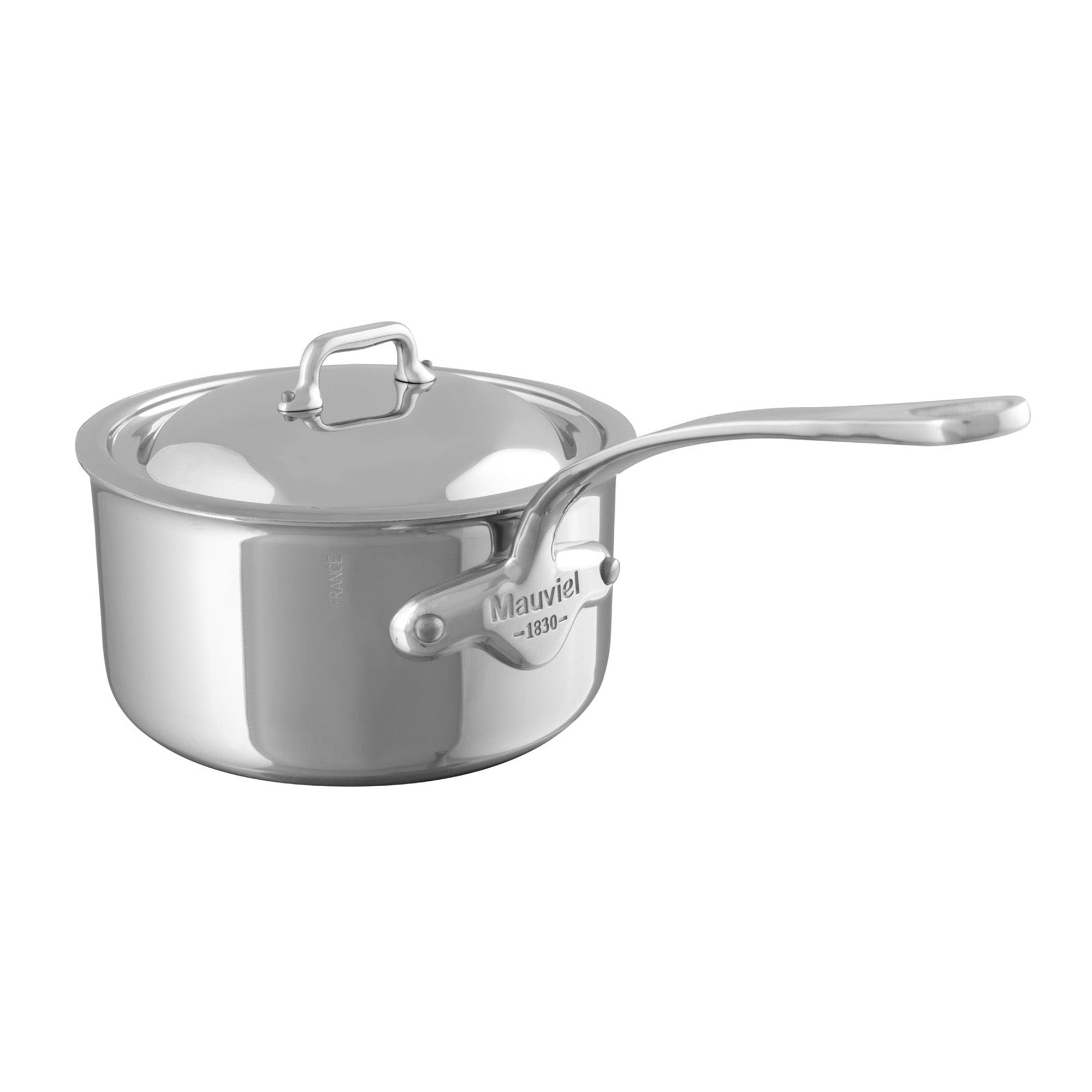 Mauviel M'COOK 5-Ply Sauce Pan with Lid, Cast Stainless Steel Handle, 0.8-Qt