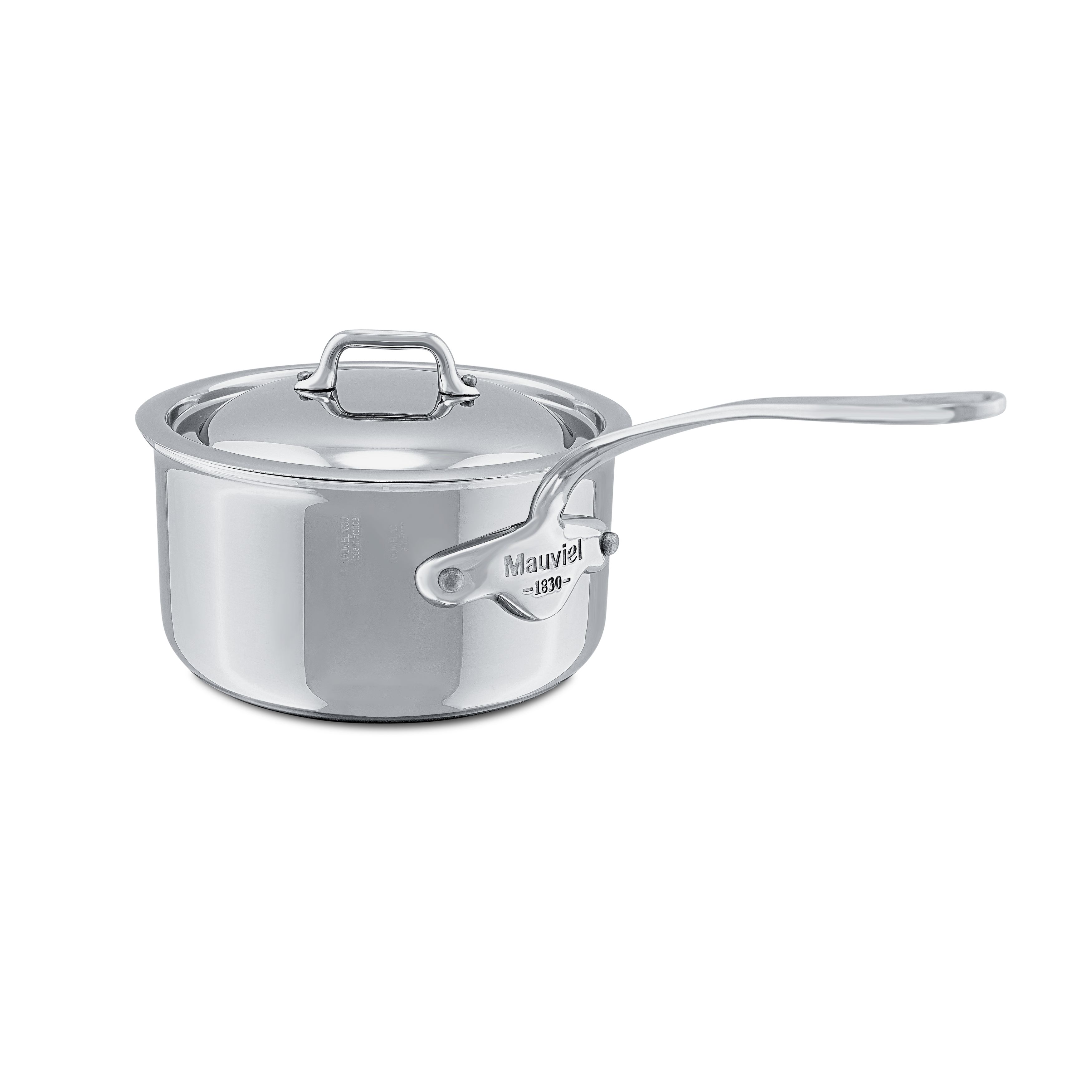Mauviel M'COOK 5-Ply Sauce Pan with Lid, Cast Stainless Steel Handle, 0.8-Qt