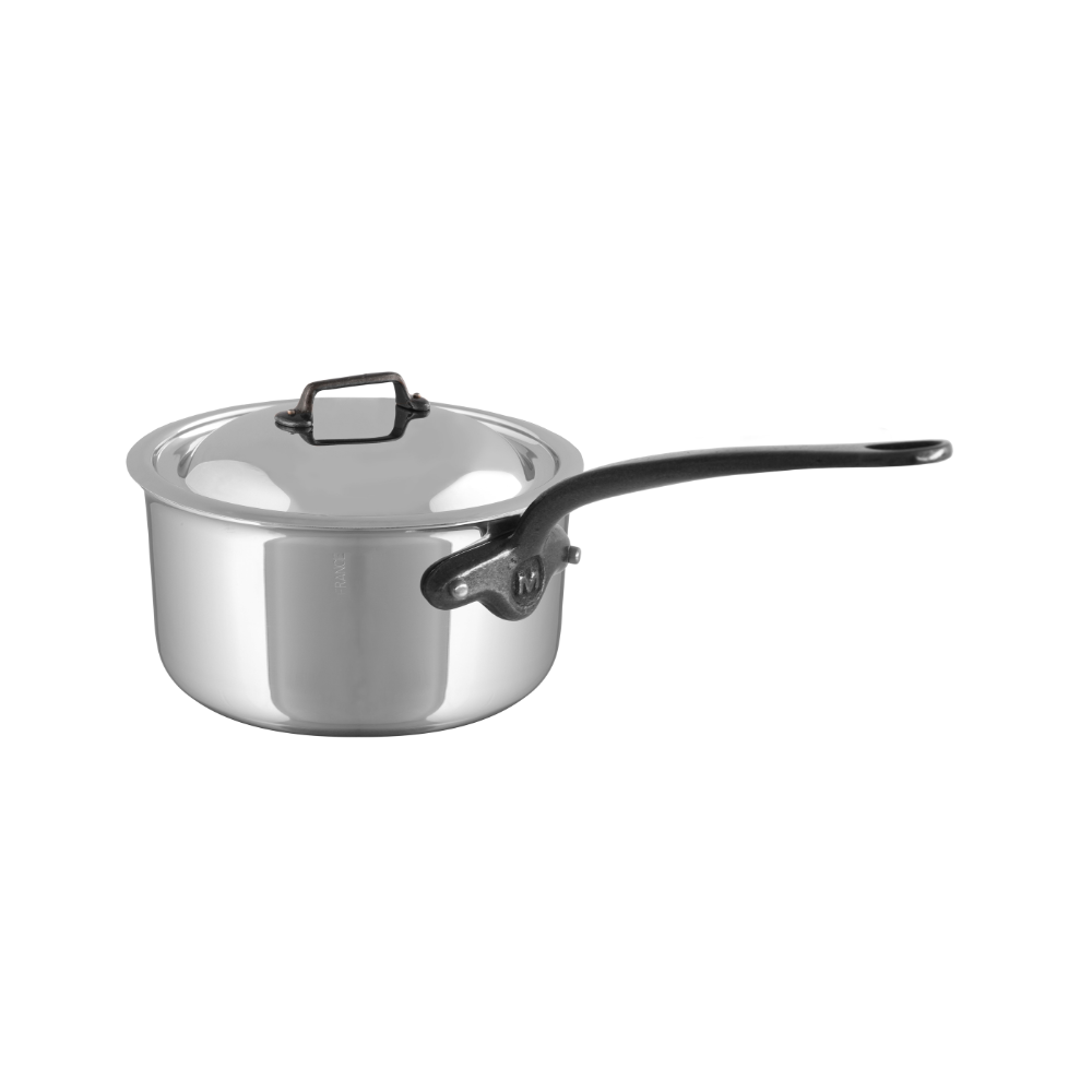 Mauviel M'COOK CI Sauce Pan With Lid, Cast Iron Handle, 3.4-Qt - Mauviel1830