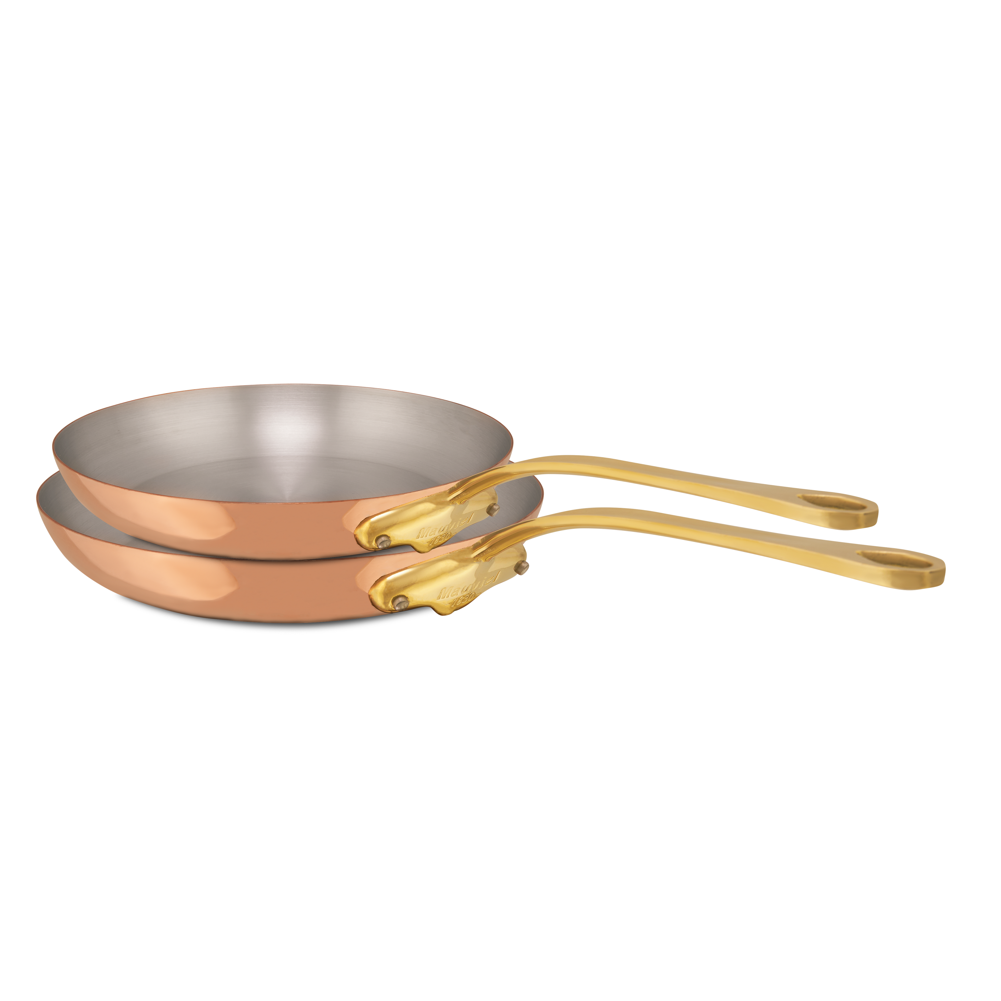 Mauviel M'Heritage M'150 B 2-Piece  Copper Frying Pan Set With Brass Handles