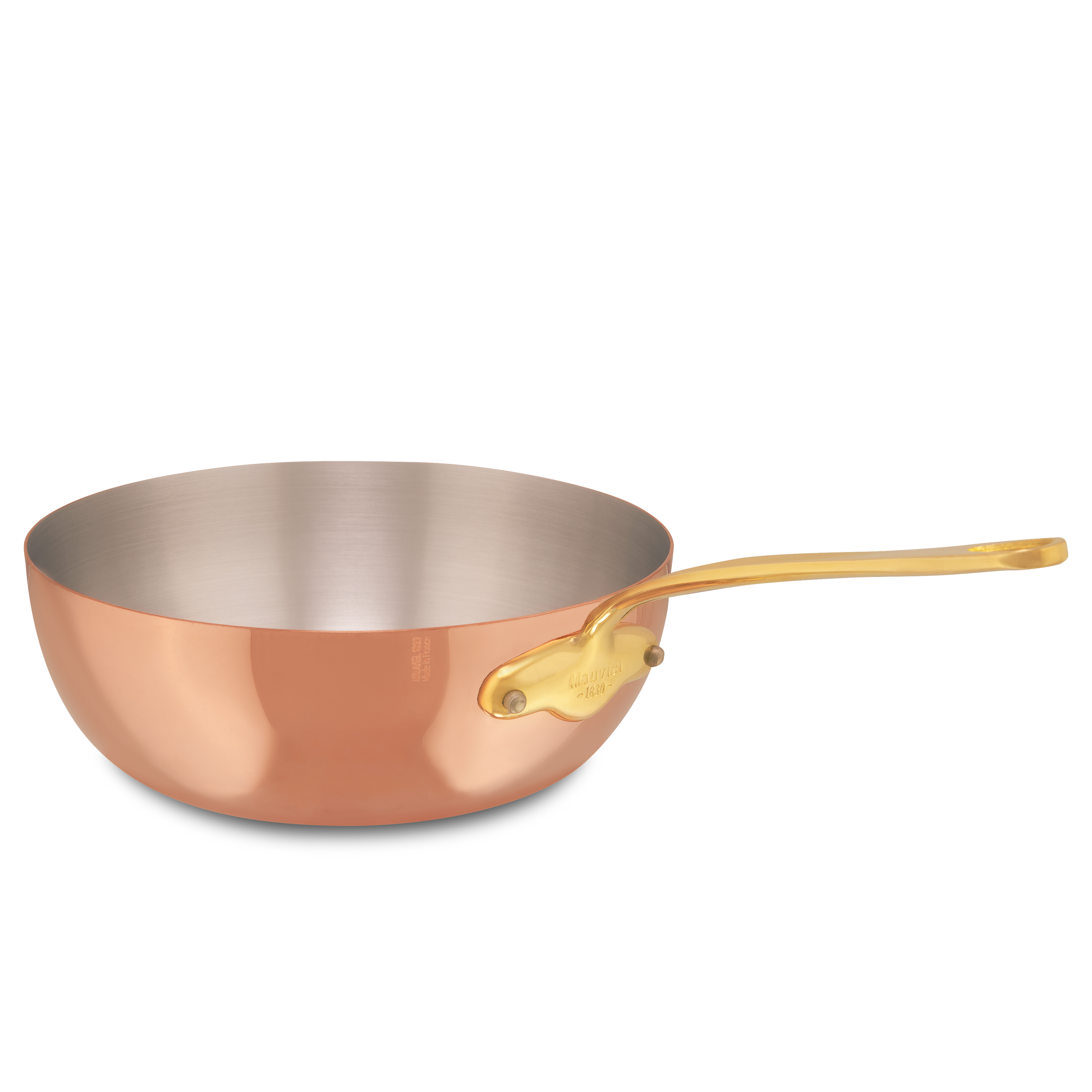 Mauviel M'Heritage M'150 B Copper Chef Pan With Lid and Brass Handle, 1.3-Qt