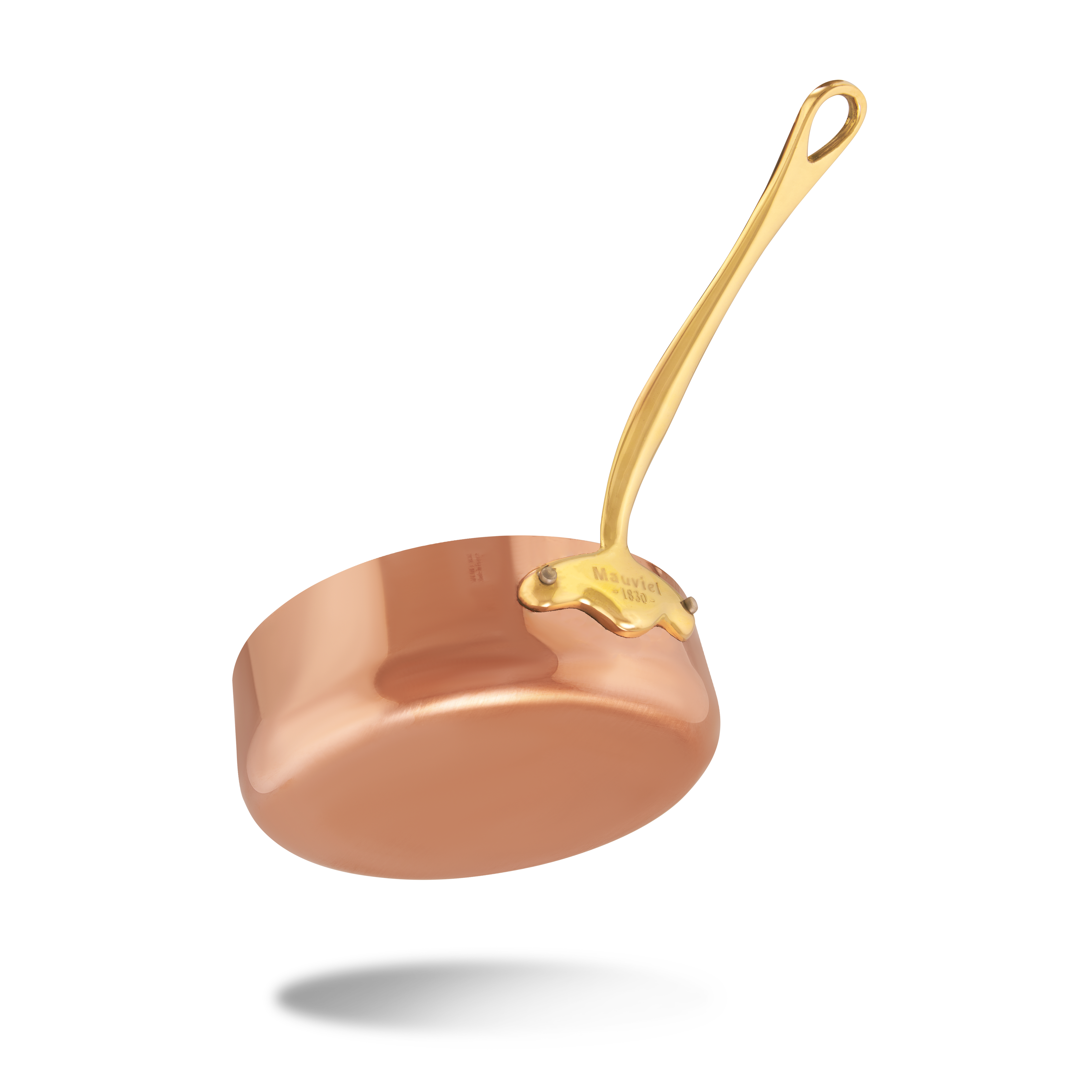 Mauviel M'Heritage M'150 B Copper Saute Pan With Lid, Brass Handle, 1.9-Qt