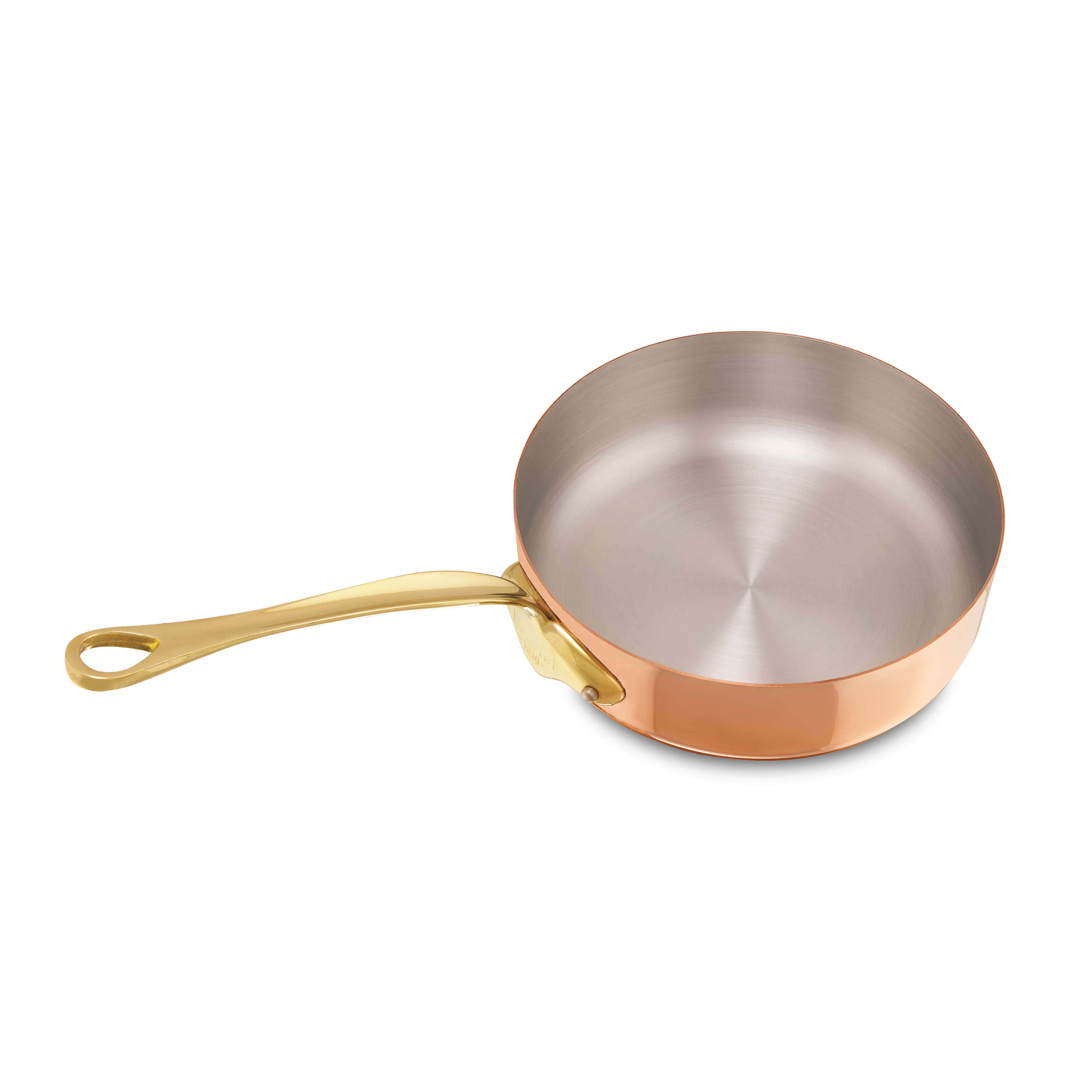 Mauviel M'Heritage M'150 B Copper Saute Pan With Lid, Brass Handle, 1.9-Qt