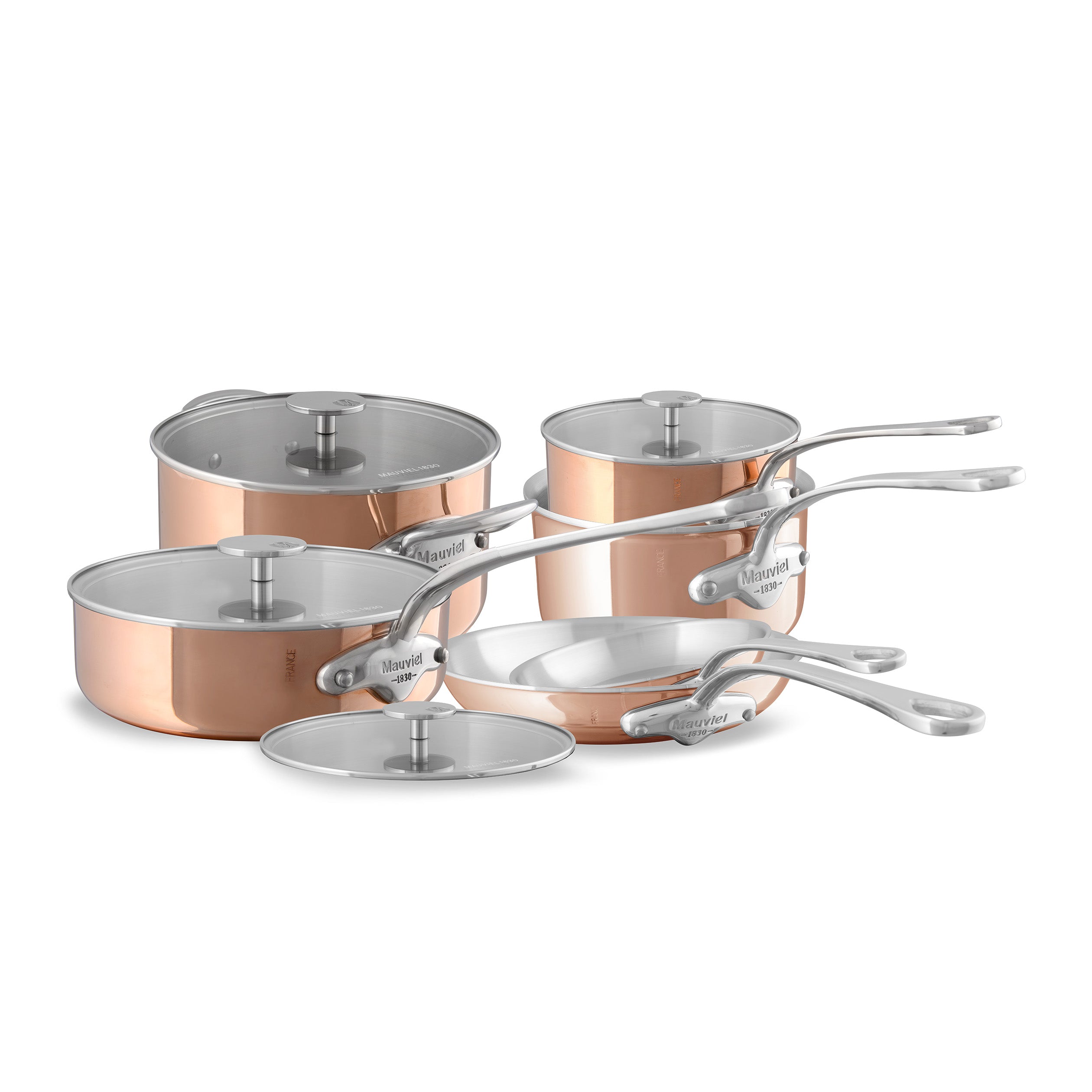 Mauviel 1830 M'3S Tri-Ply 10-Piece Cookware Set With Cast Stainless Steel Handles - Mauviel1830