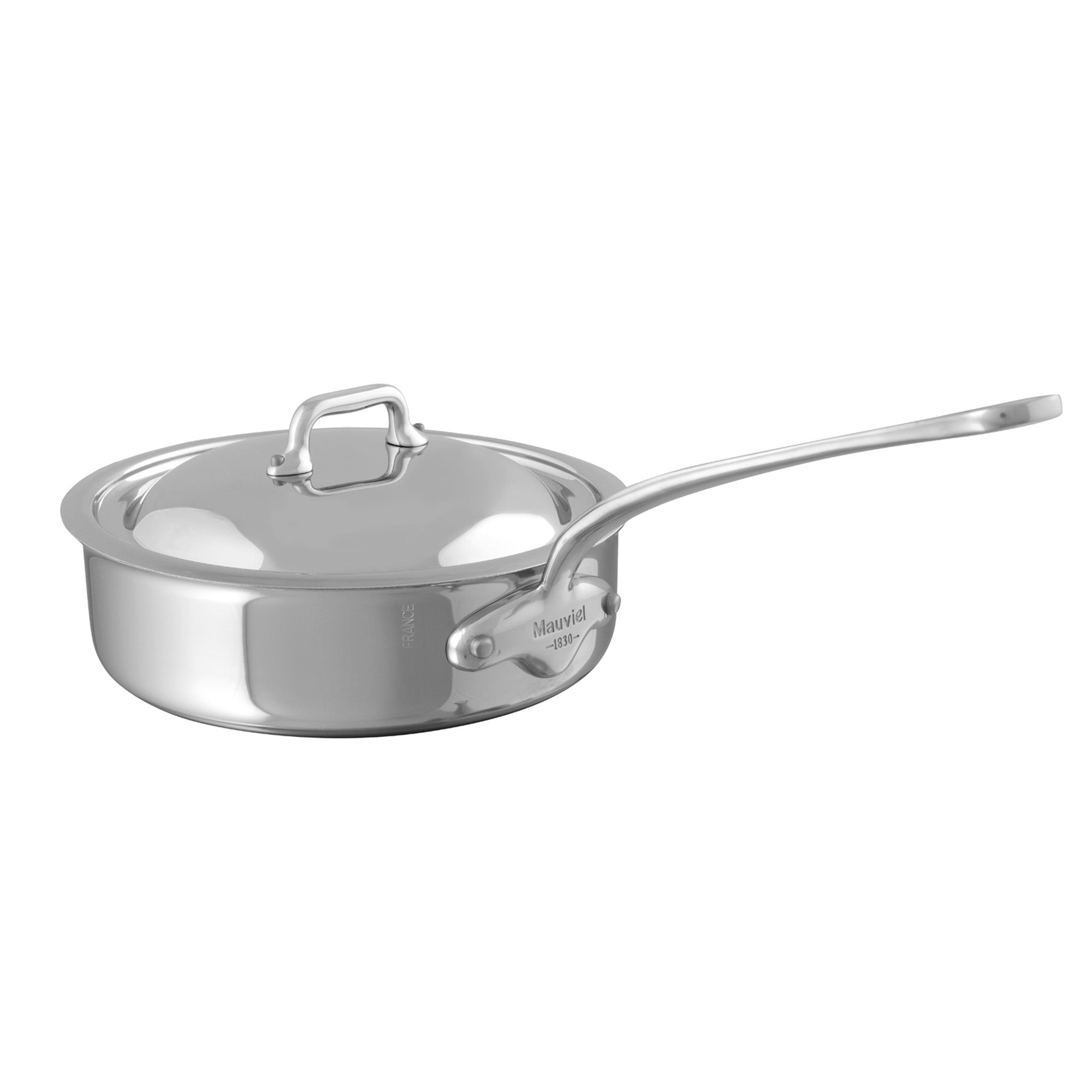 Mauviel M'COOK 5-Ply Saute Pan With Lid, Cast Stainless Steel Handle, 1.8-Qt