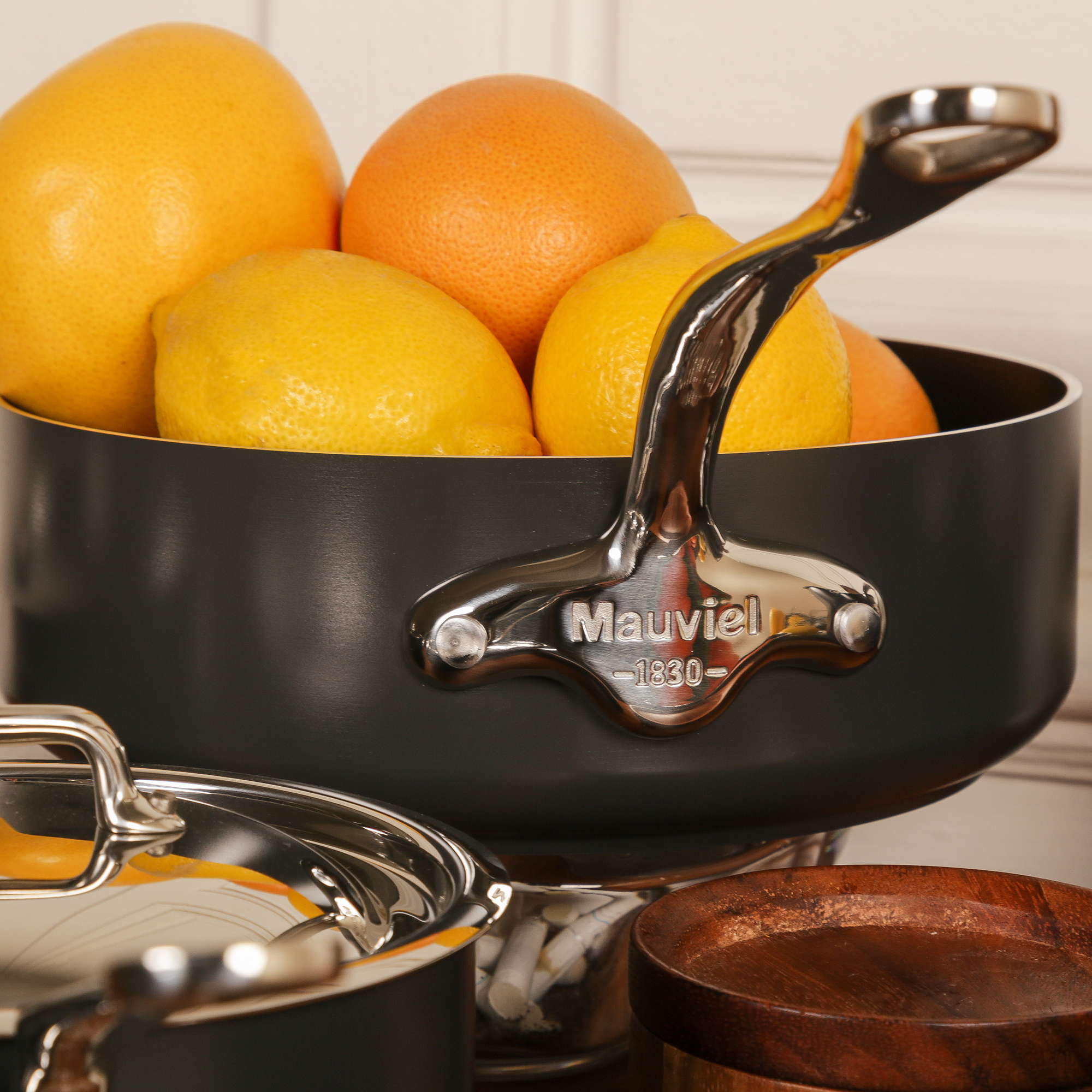 Mauviel M'STONE 3 Stewpan With Glass Lid, Cast Stainless Steel Handles, 6.7-Qt