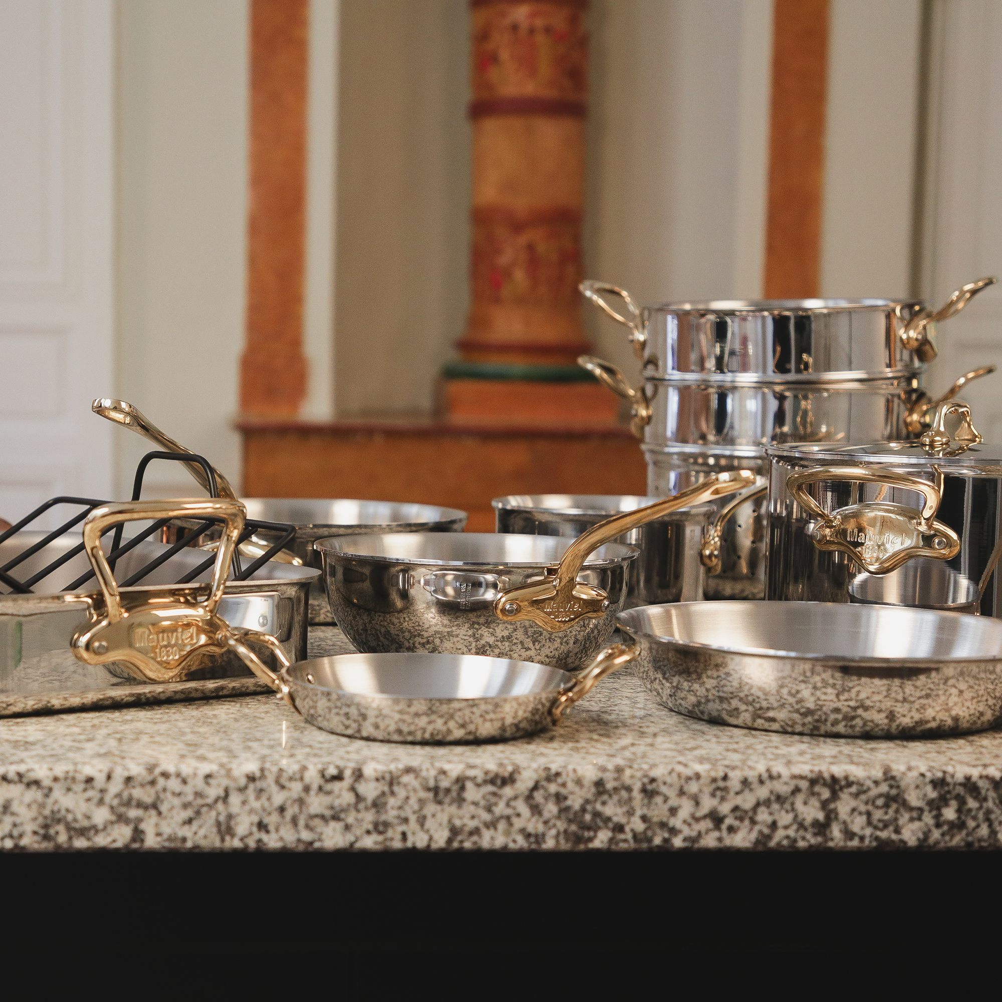 Mauviel M'COOK B 5-Ply Chef Pan With Brass Handle, 2.1-Qt