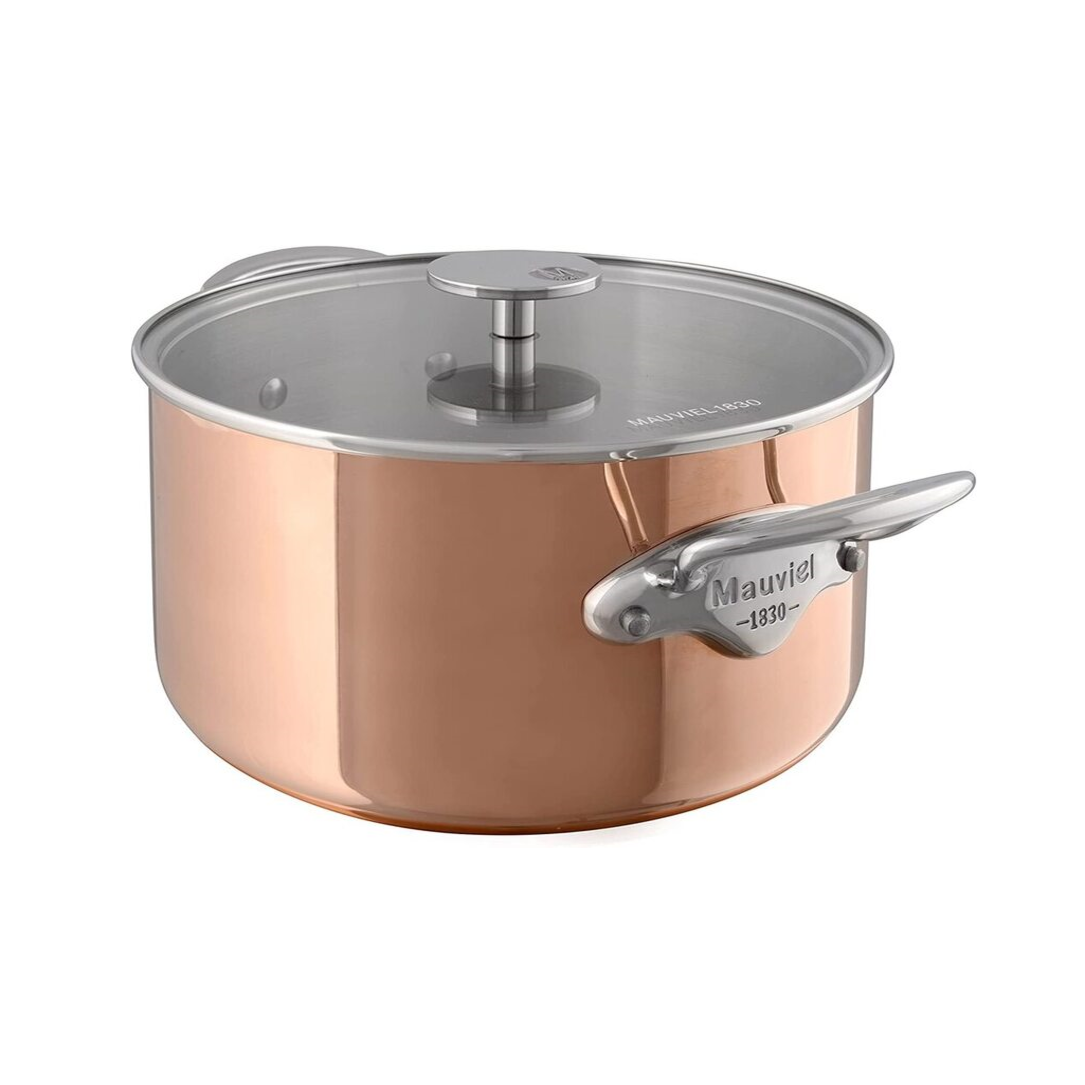 Mauviel 1830 M'3S Tri-Ply Stewpan With Glass Lid, Cast Stainless Steel Handles, 6.1-Qt - Mauviel1830